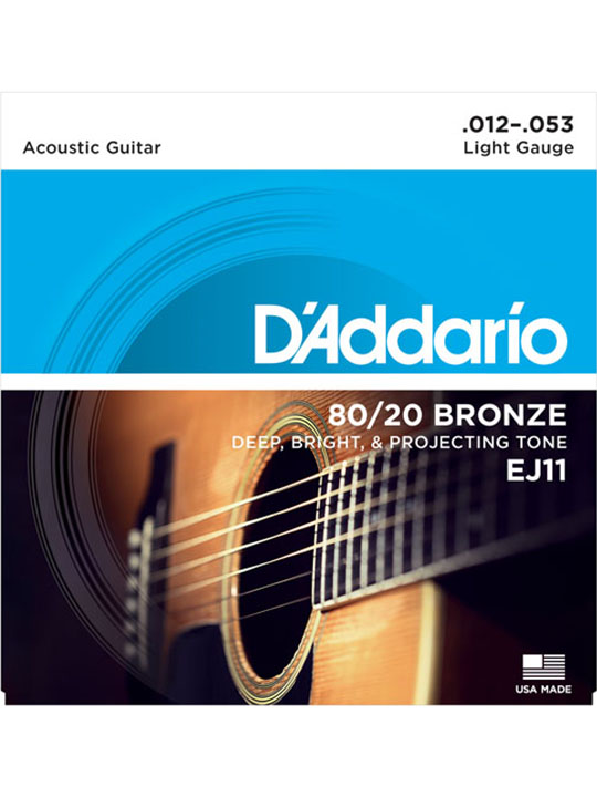 daddario ej11 80/20 bronze acoustic guitar strings light12-53