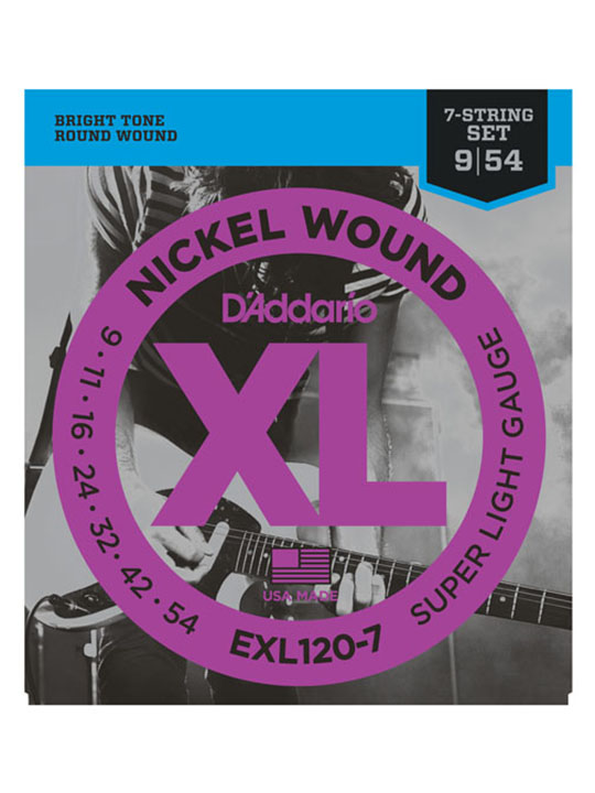 daddario exl120-7 nickel wound 7-string super light 9-54