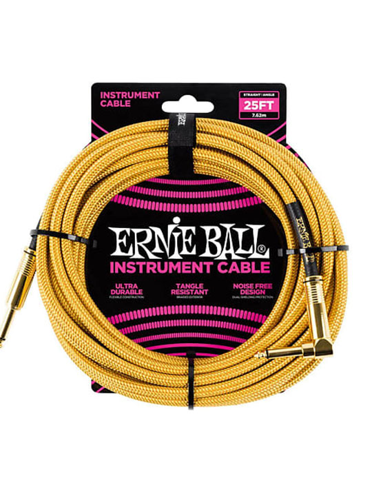 ernie ball braided cables jack plug gold 25ft 7.62m
