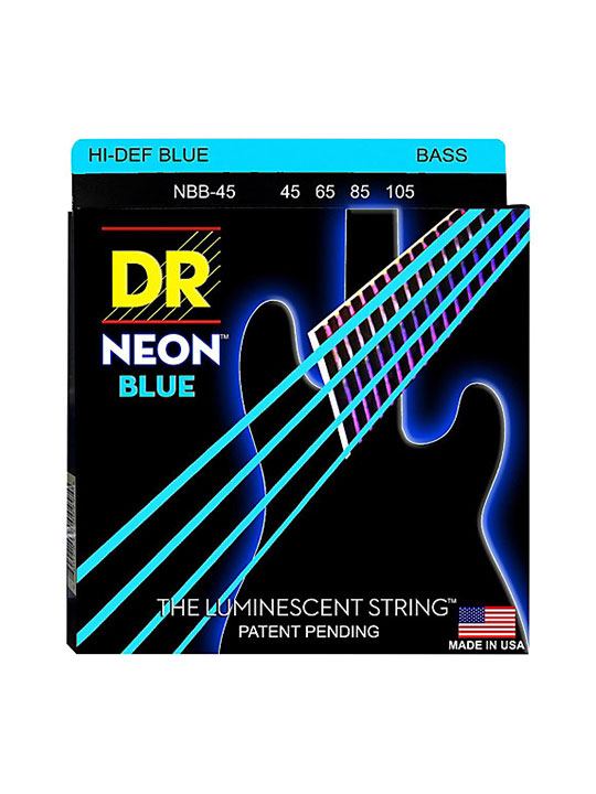 dr coated bass strings neon blue 4 strings 45-105