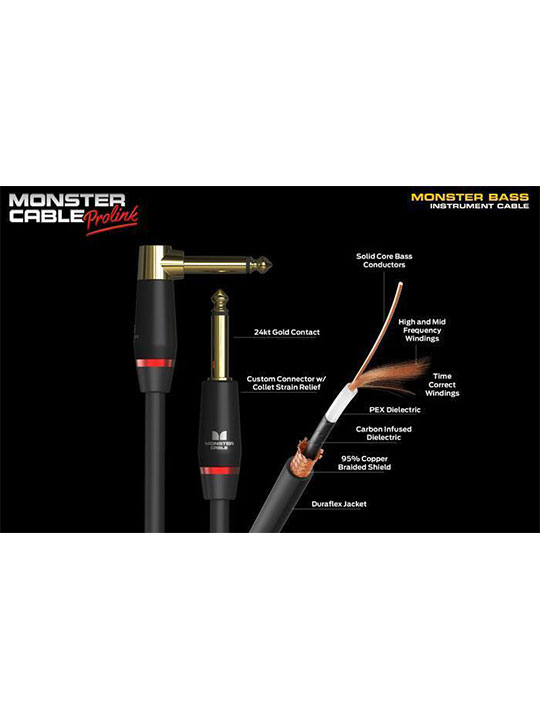 monster bass 12ft angled to straight instrument cable