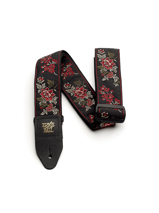 ernie ball red rose jacquard strap