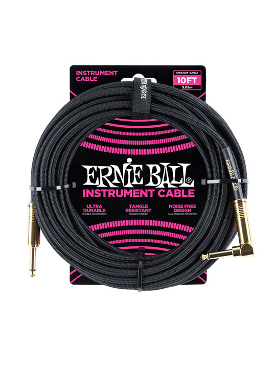 ernie ball braided cables jack plug gold 10ft 3.05m