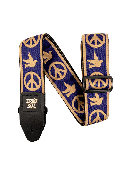Ernie Ball Navy Blue And Beige Peace Love Dove Jacquard Strap