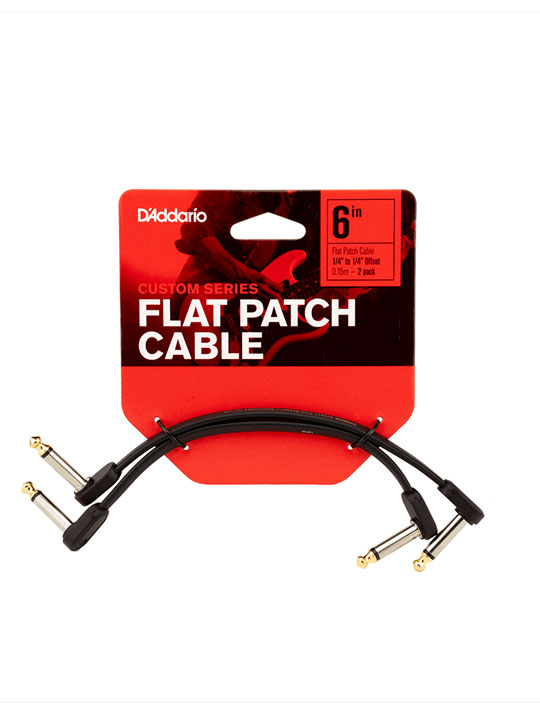 D’Addario’s Custom Series Flat Patch Cables Offset 6" Right-Angle, 2-Pack