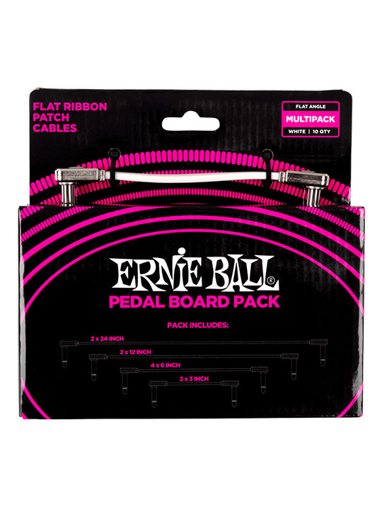 Ernie Ball Flat Ribbon Patch Cables Pedalboard Multi-Pack-White