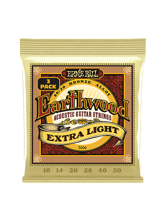 EB-03006-01 Ernie Ball Earthwood Extra Light .010-.050 (3-Pack)