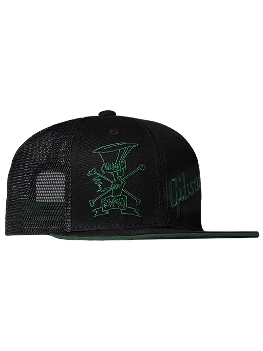 Gibson Slash 'Skully' Trucker Hat, Black & Green