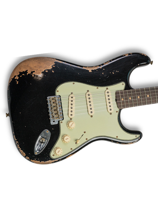 FD-CS-62-STRAT-HVYRL-BLK-W25-LTD-02 Fender Custom Shop 1962 Stratocast Heavy Relic Black W25 Limited Edition