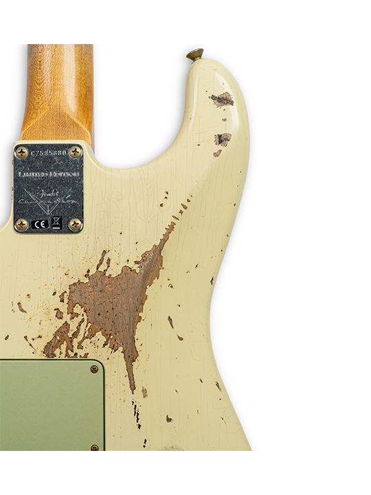 FD-CS-62-STRAT-HVYRL-VWT-W25-LTD-07 Fender Custom Shop 1962 Stratocast Heavy Relic Vintage White W25 Limited Edition