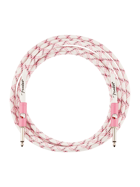 Kitty-Cable-01 Fender® x Hello Kitty® White/Pink Woven Cable