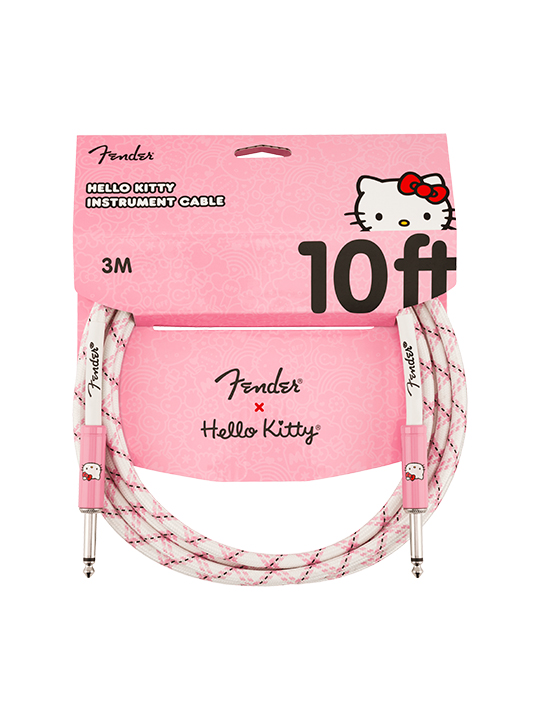 Kitty-Cable-02 Fender® x Hello Kitty® White/Pink Woven Cable