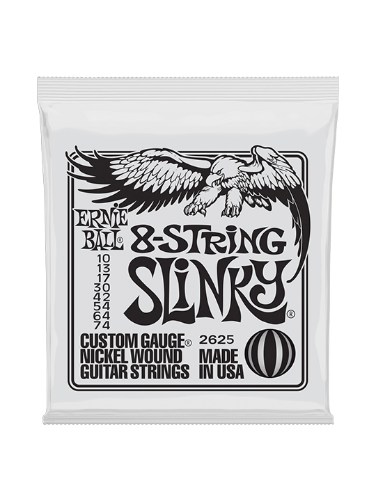 EB-02625-01 Ernie Ball Slinky Nickel Wound 8-String Electric Guitar Strings 10-74 Gauge