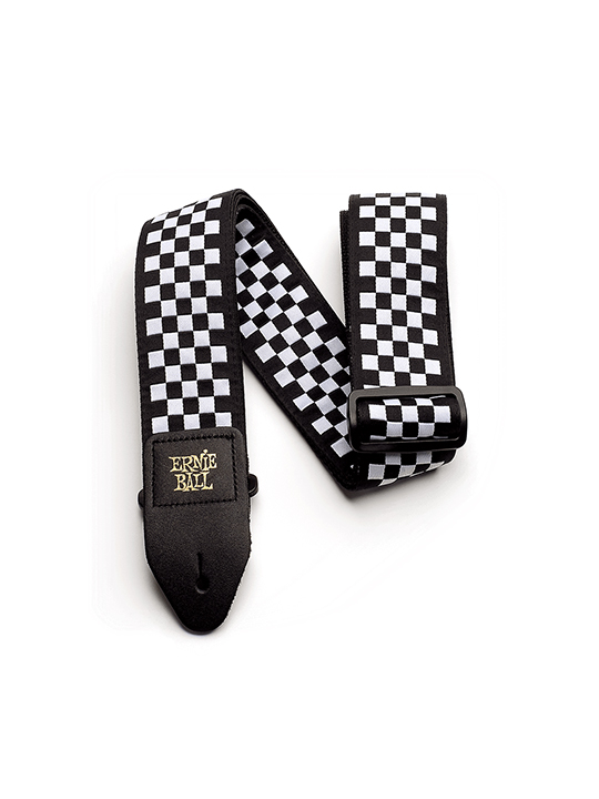 Ernie Ball Classic Jacquard Guitar Strap/Bass Strap Black & White Checkers