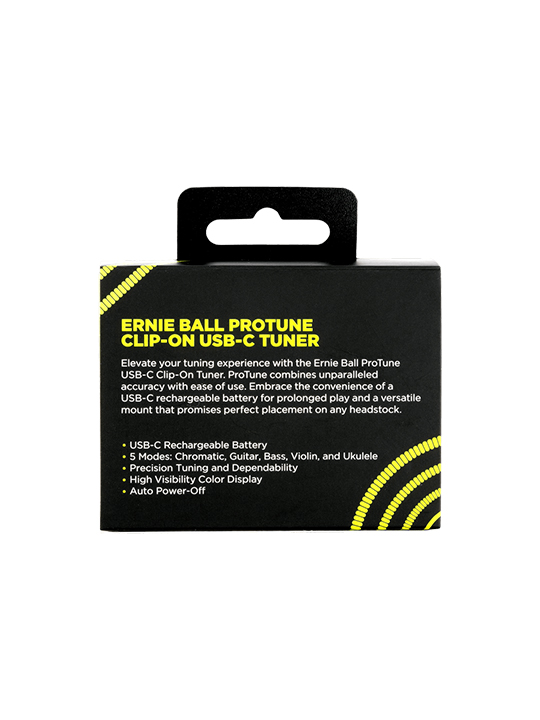 EB-09627-03 Ernie Ball ProTune USB-C Rechargeable Clip-on Tuner
