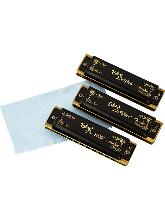 Fender Blues DeVille Harmonicas 3 Pack with Case